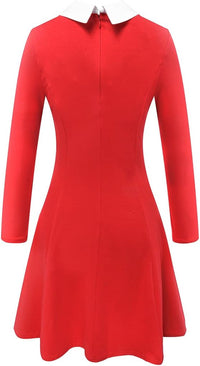 Women'S Long Sleeve Fall Dresses 2025 Casual Peter Pan Collar a Line Fit and Flare Skater Goth Dress