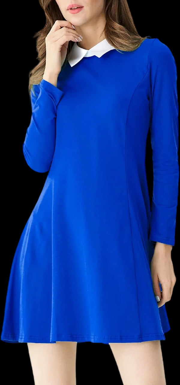 Women'S Long Sleeve Fall Dresses 2025 Casual Peter Pan Collar a Line Fit and Flare Skater Goth Dress