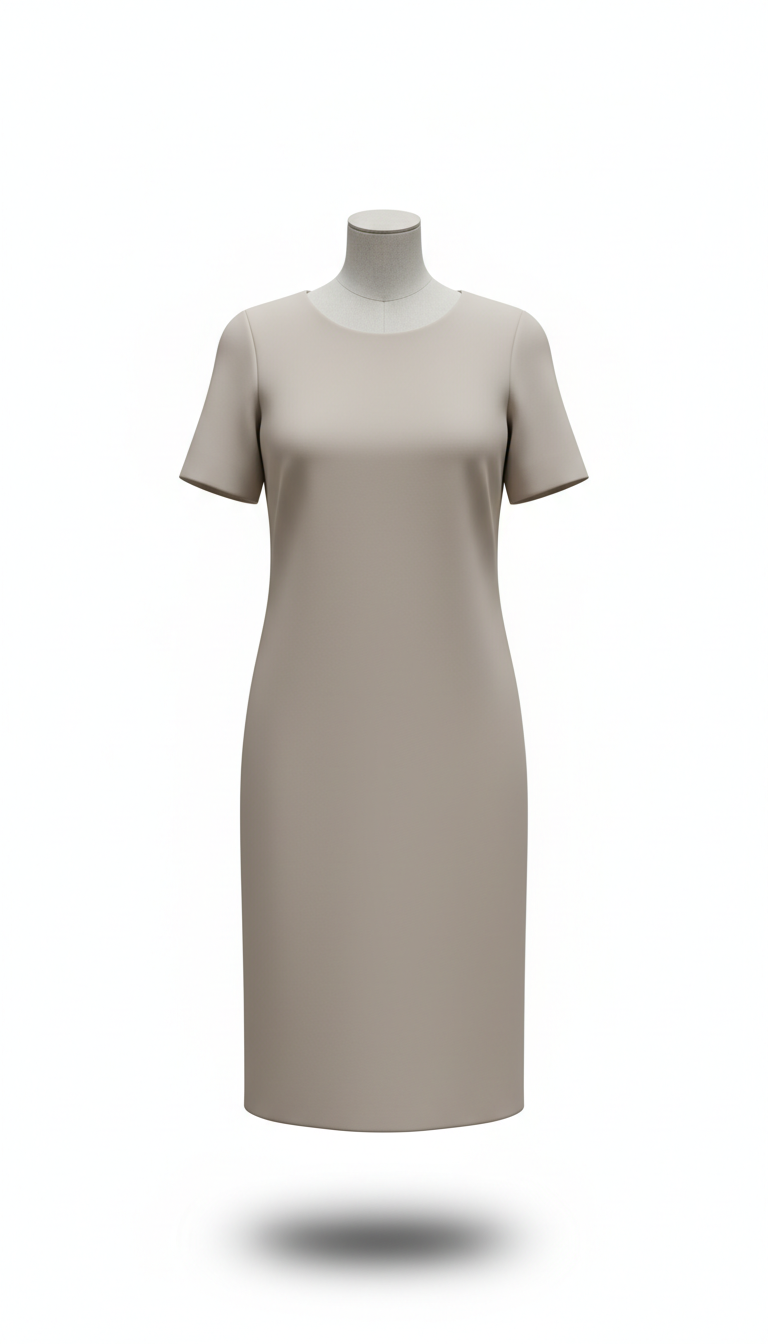 Neutral Midi Dress With Pockets